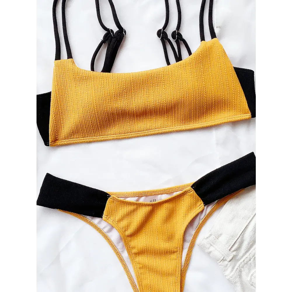 Solid color block bikini