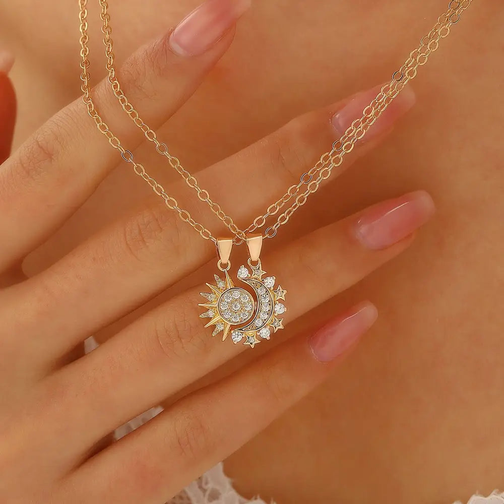 SoulSync: Sun & Moon Magnetic Couple Necklaces