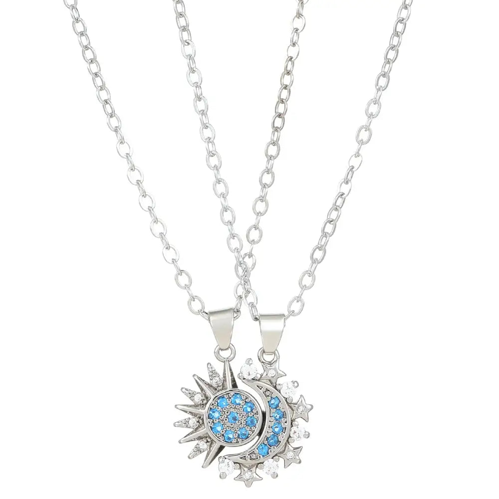 SoulSync: Sun & Moon Magnetic Couple Necklaces - Copper 02 White K5367