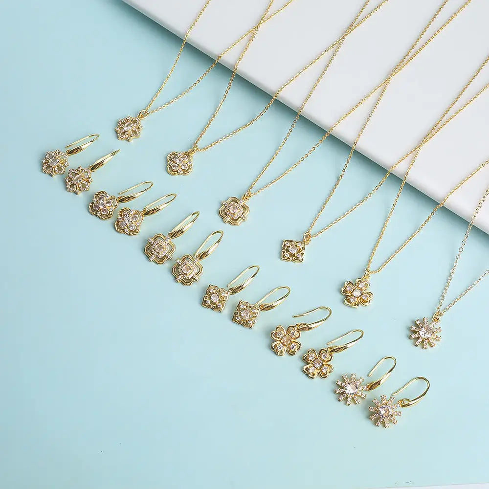 SparkleTriad: Crystal Zircon Jewelry Set