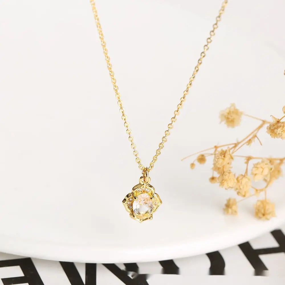 SparkleTriad: Crystal Zircon Jewelry Set - Necklace