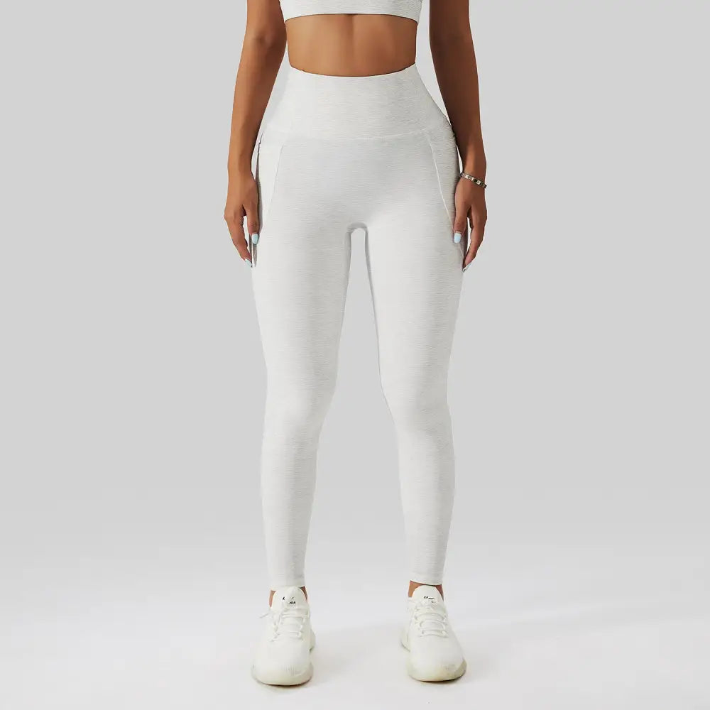 Sports Underwear Gathers Back Yoga Bra Fitness Suit For Women - Ink white pants / S