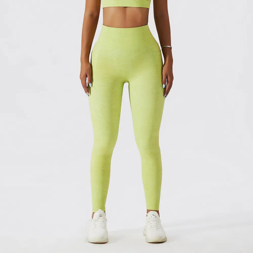 Sports Underwear Gathers Back Yoga Bra Fitness Suit For Women - Tender green pants / S