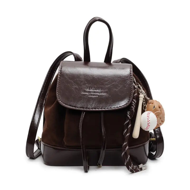 Square Soft PU Handbag with Pendant and Sandwich Pocket