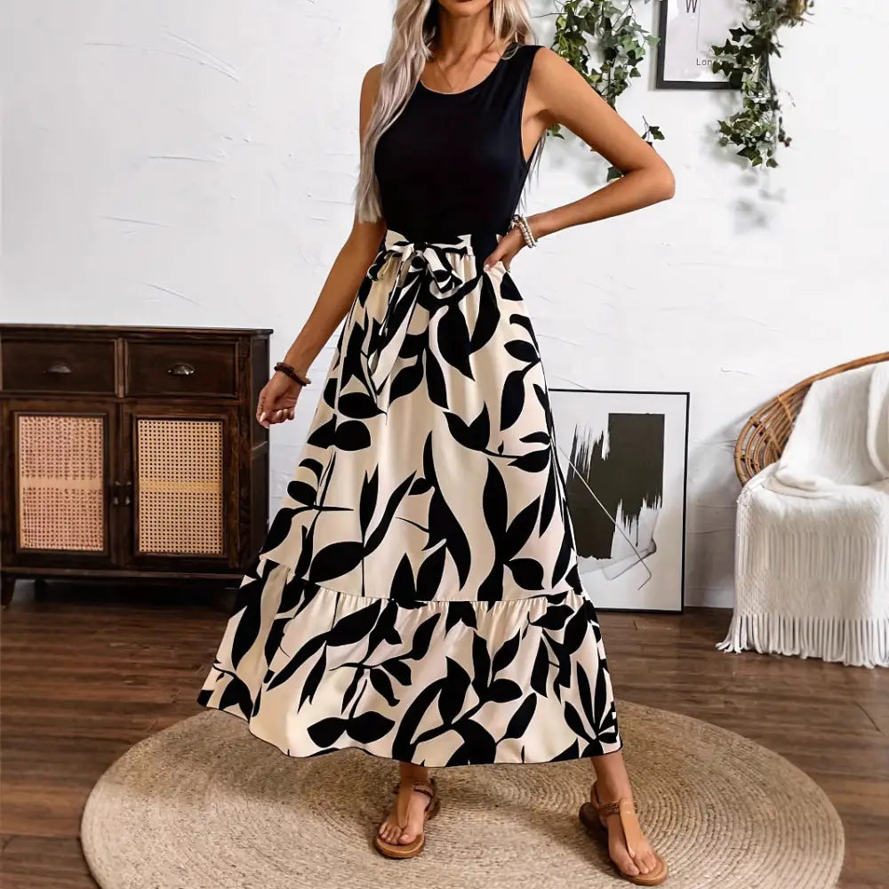 StitchPrint Chic Ensemble Dress - Black / S