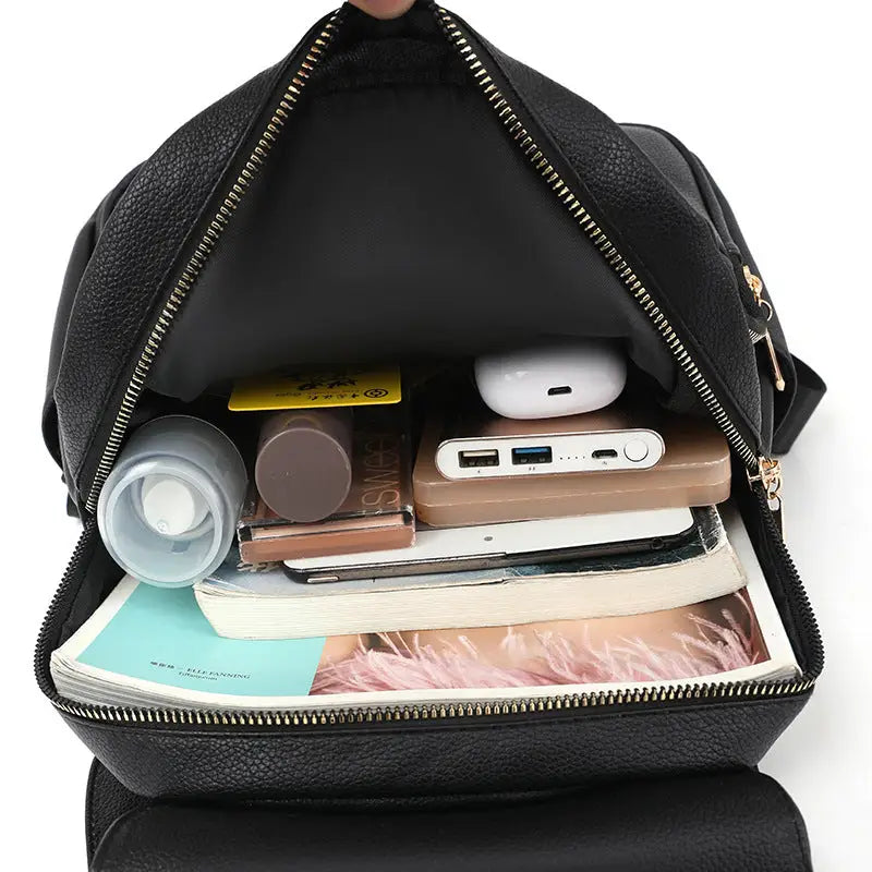 Street Trend PU Backpack with Three-Dimensional Pocket