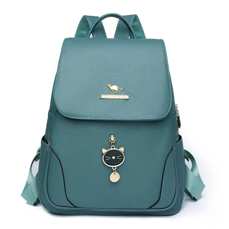 Street Trend PU Backpack with Three-Dimensional Pocket - Blue