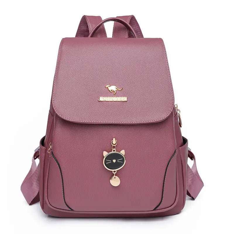 Street Trend PU Backpack with Three-Dimensional Pocket - Taro Purple