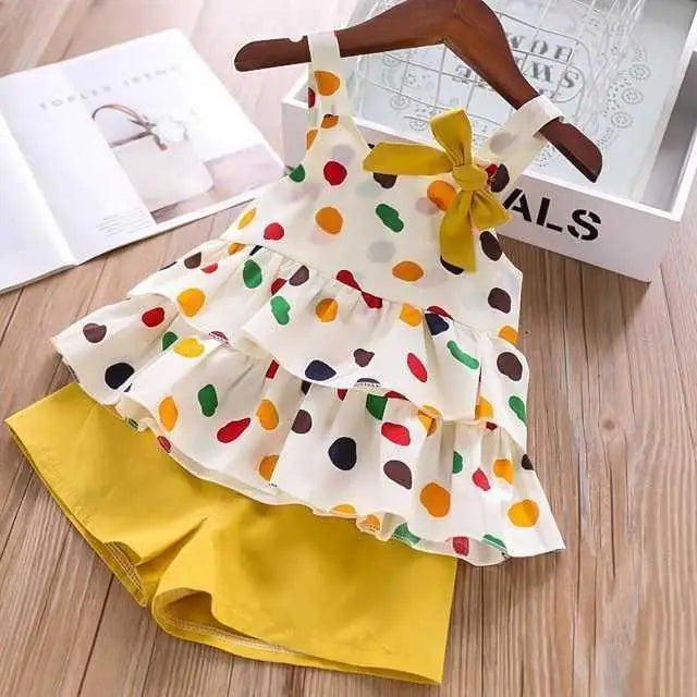 Summer Bow T-Shirt Set - BD153 yellow / 2T