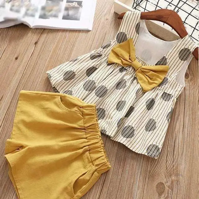 Summer Bow T-Shirt Set - BT053 yellow / 2T