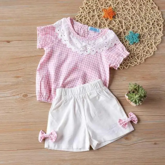 Summer Bow T-Shirt Set - BZ137 pink / 2T