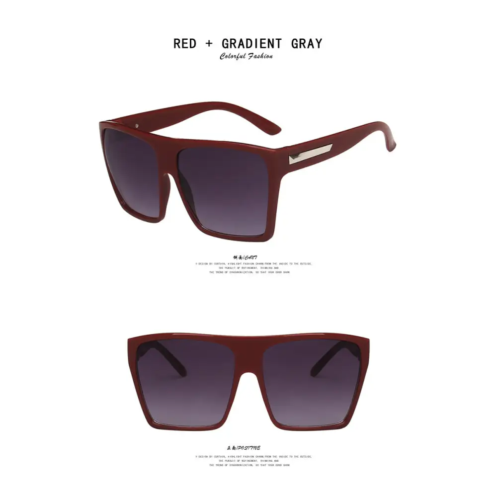 SunFrame Custom XL: Personalized Large Rim Shades - Red Frame Double Gray