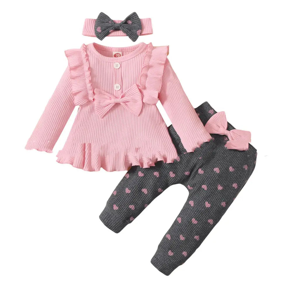 Sunken Stripe & Peach Heart Kids’ Outfit