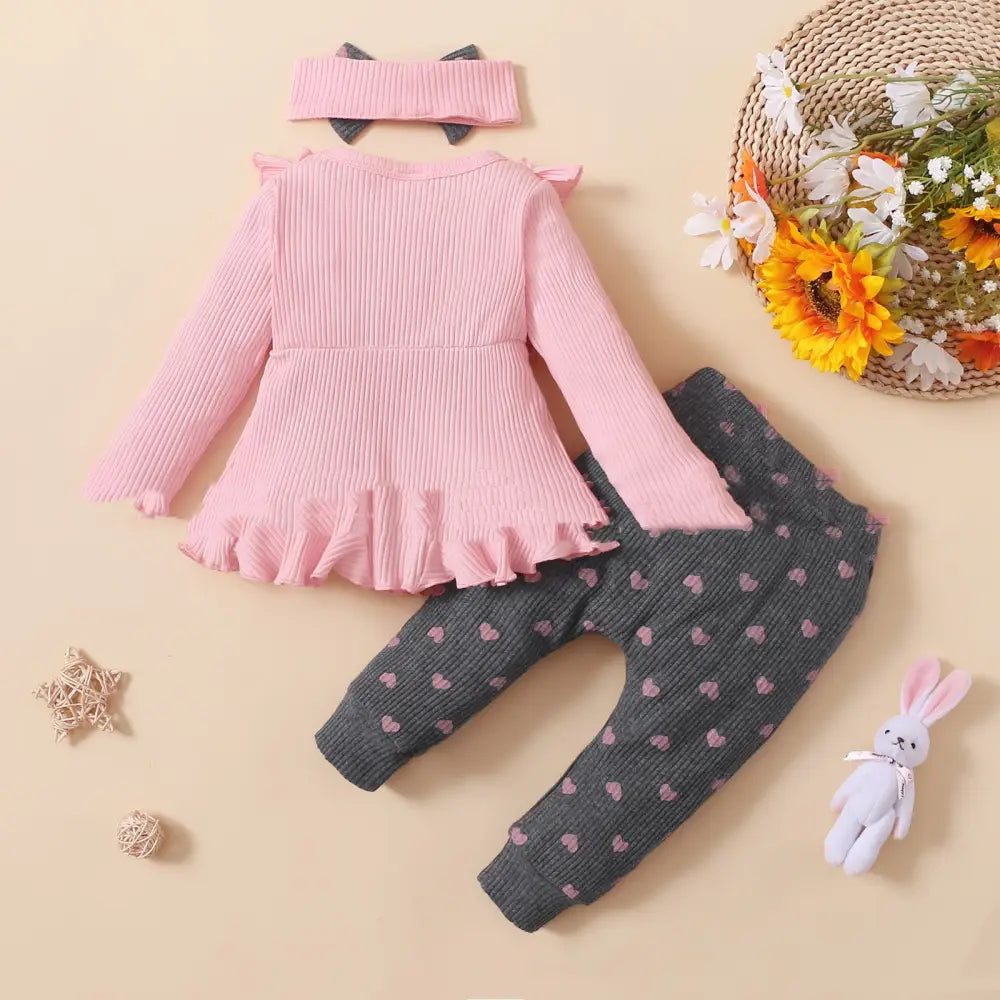 Sunken Stripe & Peach Heart Kids’ Outfit