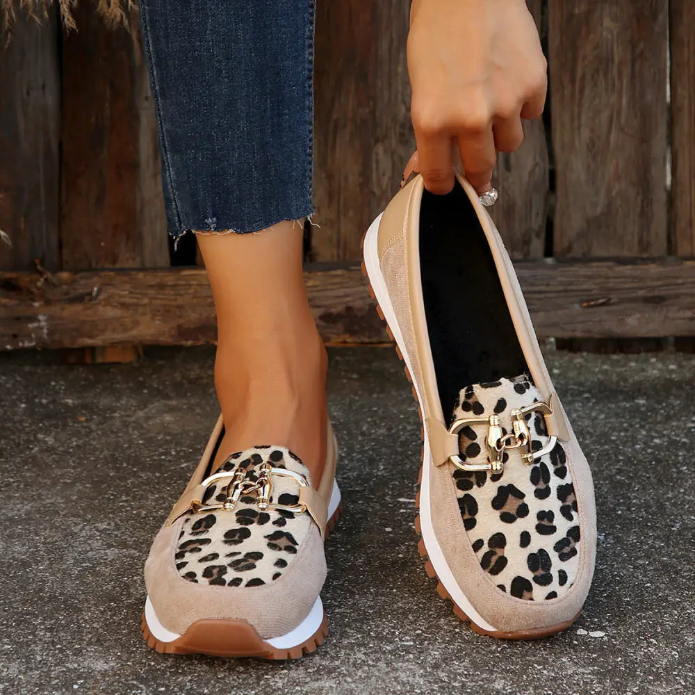 Sunny Stride: Women’s Metal Buckle Flats