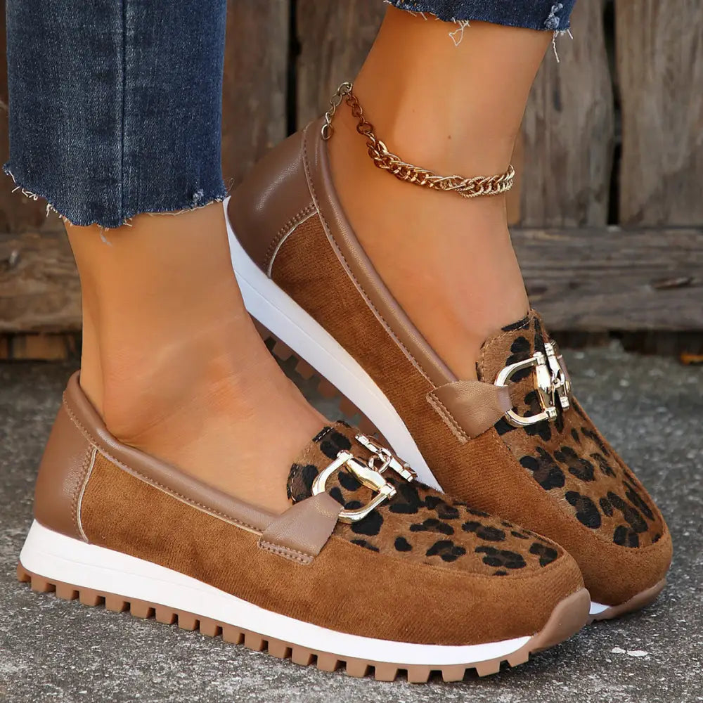 Sunny Stride: Women’s Metal Buckle Flats