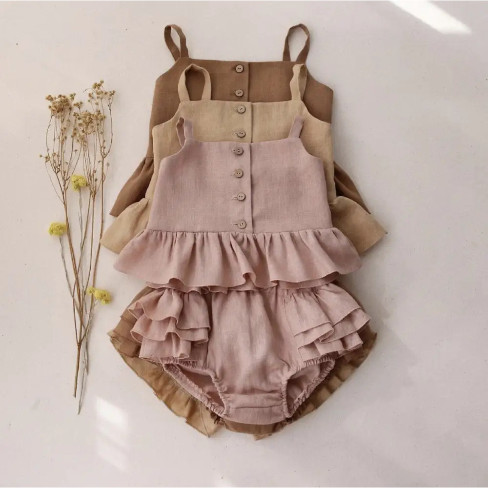 SunnyFrills: Baby Girl Summer Sling & Shorts Set - Pink / 100cm