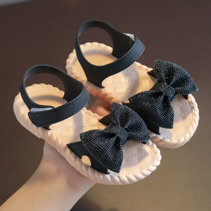 SunnySparkle Princess Sandals - Open-Toed Bliss - Black / 24