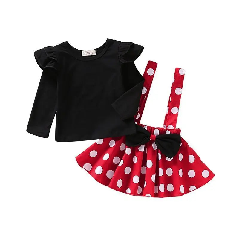 Sunshine Set: Fly Sleeve Top & Suspender Skirt - Long sleeve / 80cm