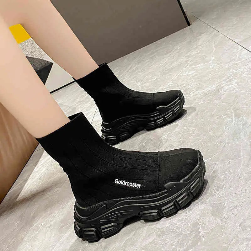 Sweet Tube White High Heel Round Toe Sponge Cake Platform Shoes - Letter Black / 35
