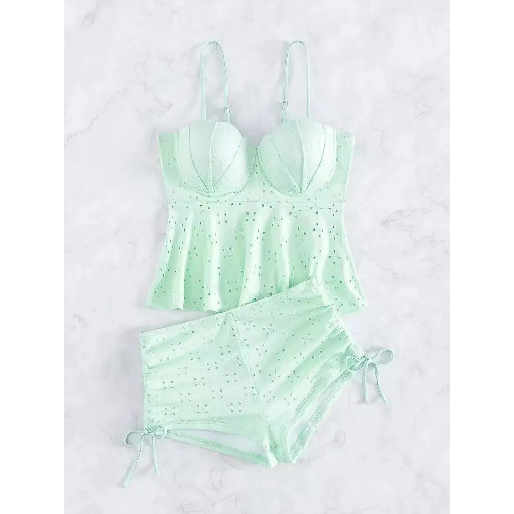 Swimsuit Hollow Shell Hard Bag Solid Color Women’s Bikini - Green / S