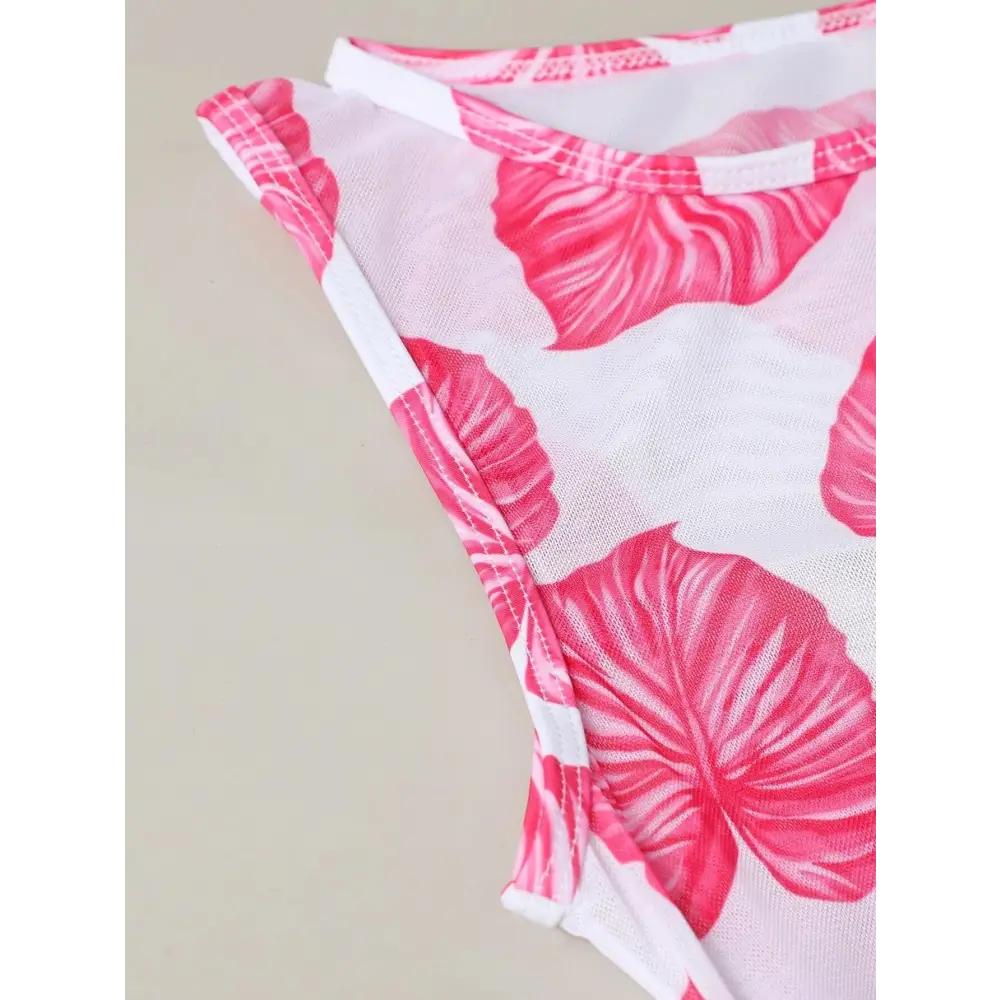 Swimsuit Women’s Split Three-point Backless Print Mesh Three-piece Suit