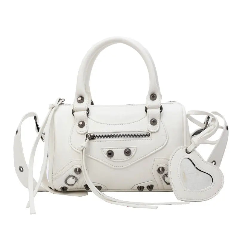 TasselRivet Crossbody Bag - Beige