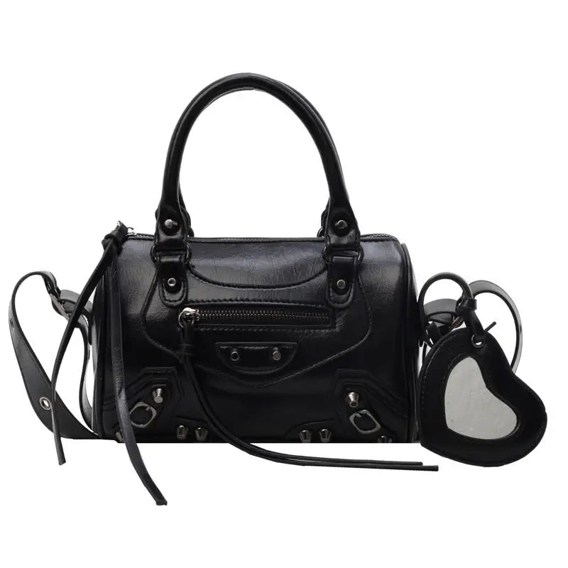 TasselRivet Crossbody Bag - Black