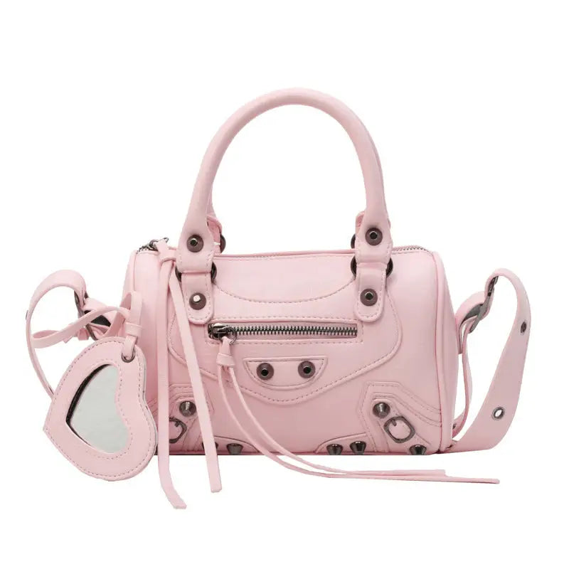 TasselRivet Crossbody Bag - Pink