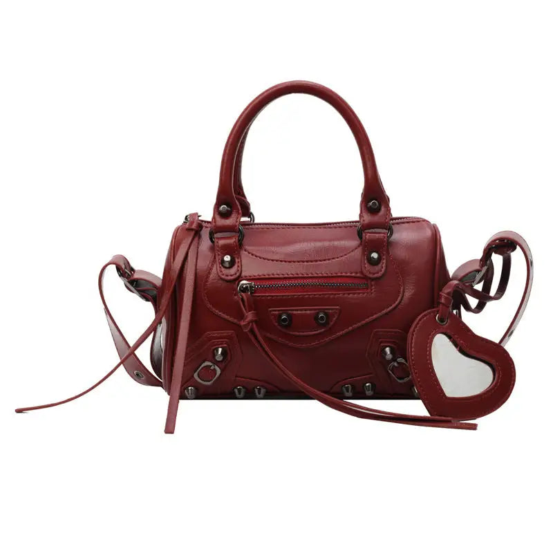 TasselRivet Crossbody Bag - Wine Red