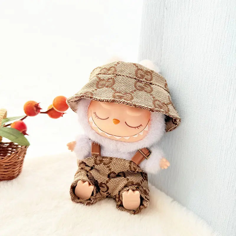 The Monsters Labubu Vinyl Blind Box Clothes Collection Unmarked brown GG two piece suit