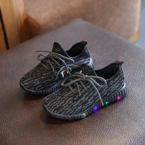 TinySteps Cozy Knit Sneakers - Black / 26