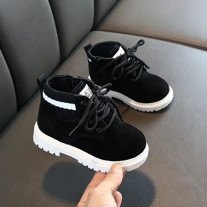 TinyToes Soft Sole Toddler Boots - Black / 21