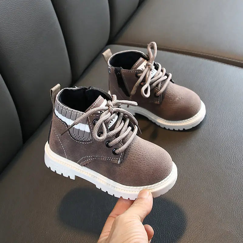TinyToes Soft Sole Toddler Boots - Grey / 21