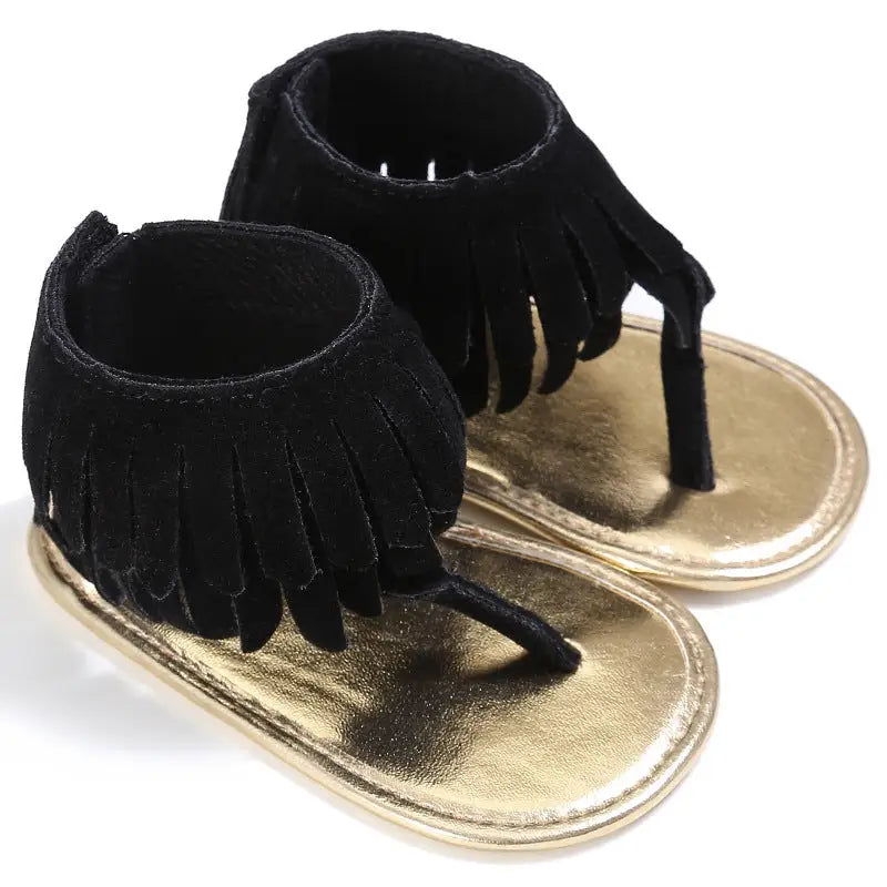 TinyToes Tassel Sandals - Multicolor Flip-Flop - Black / 11cm