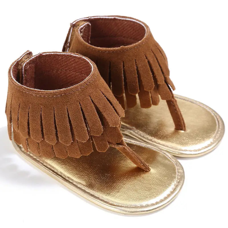 TinyToes Tassel Sandals - Multicolor Flip-Flop - Brown / 11cm