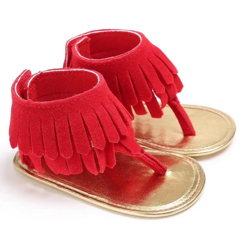 TinyToes Tassel Sandals - Multicolor Flip-Flop - Red / 11cm