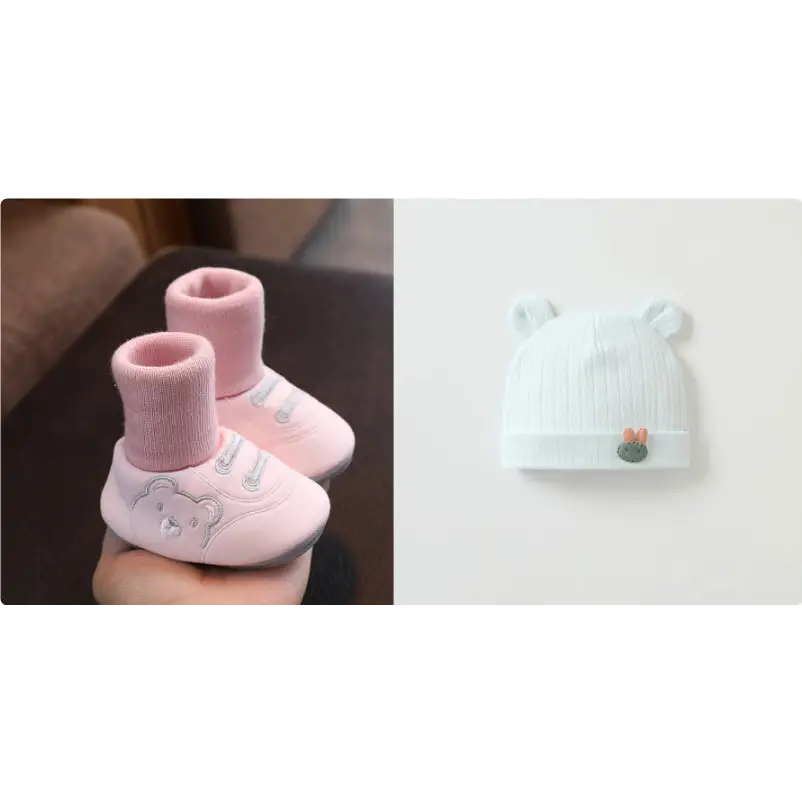 TinyTreads Non-Slip Baby Shoes - Spring Cotton Pink set / Inner Length 11cm