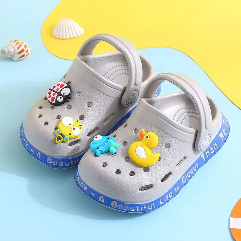 ToonTrek Toddler Slippers: Summer Fun for Kids! - Grey / 18
