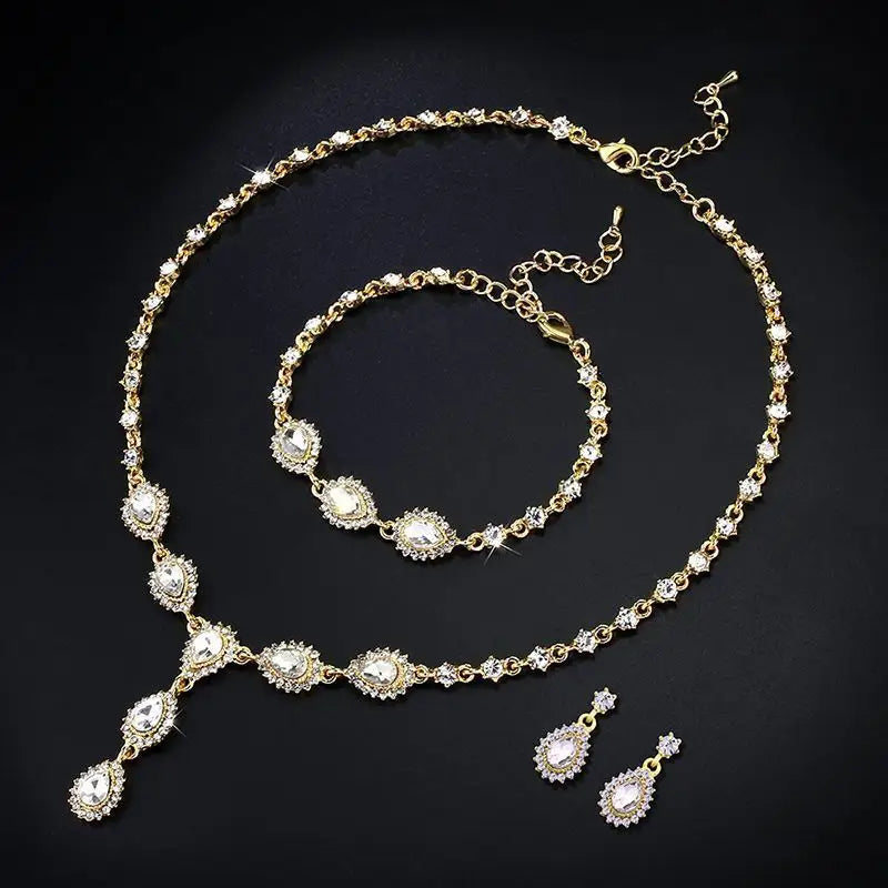Twilight Sparkle: Zircon Bridal Jewelry Set - Gold