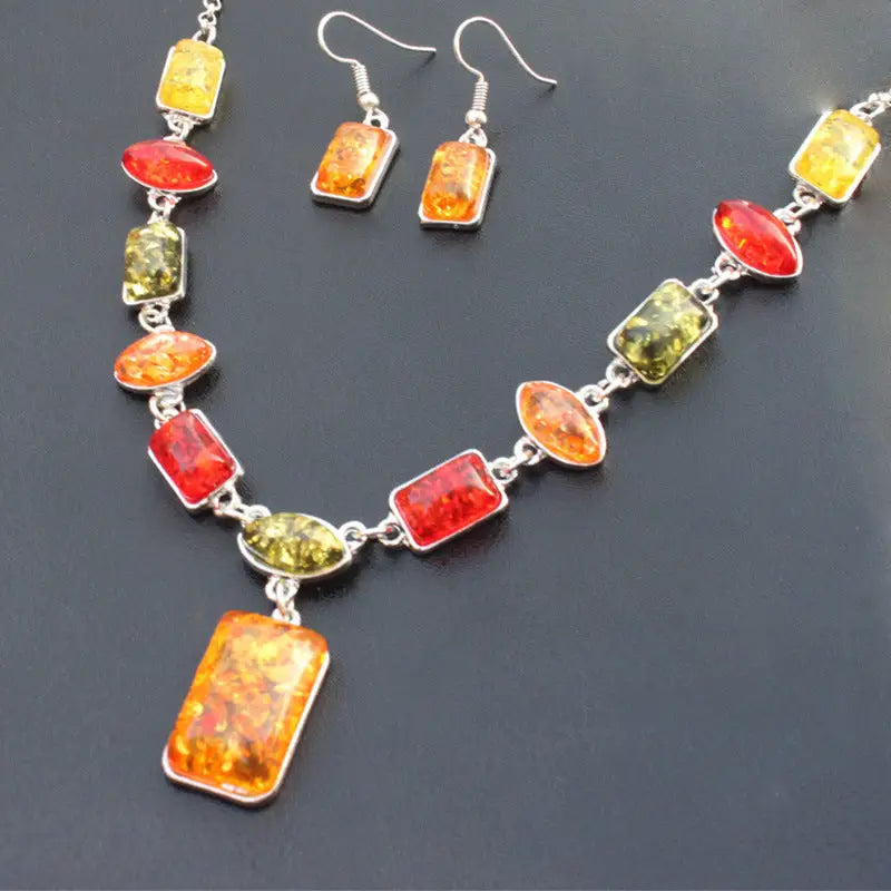 Twinkle Duo: Earrings & Necklace Set - White