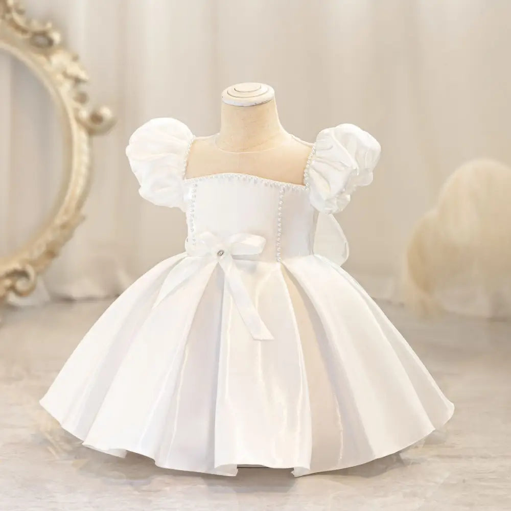 TwinkleTales Bow Puff Sleeve Princess Dress - AX174 White / 70