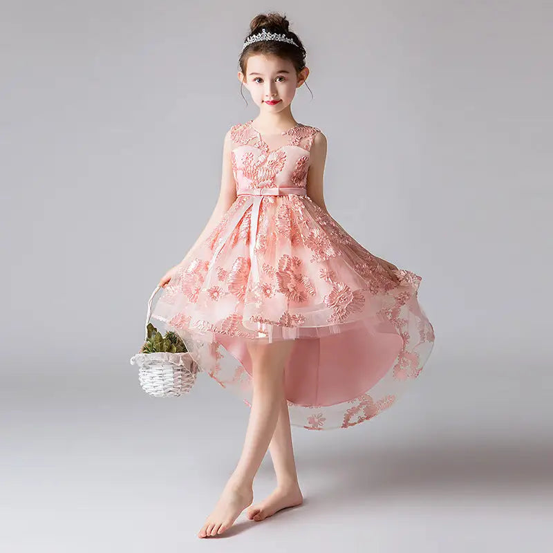 Twirl & Bloom: Enchanting Princess Flower Dress - Pink / 110cm