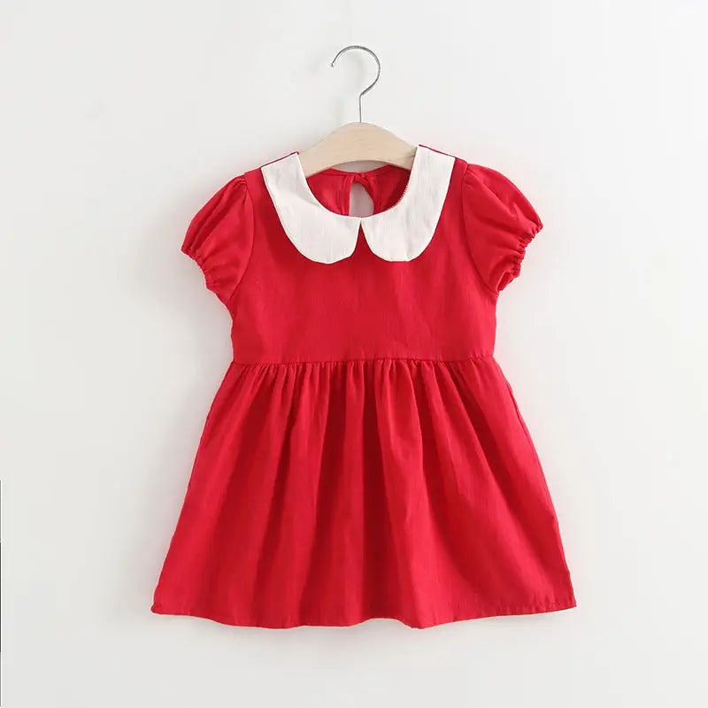 Twirl & Sparkle: Princess Bow Pleated Dress - Red / 90cm
