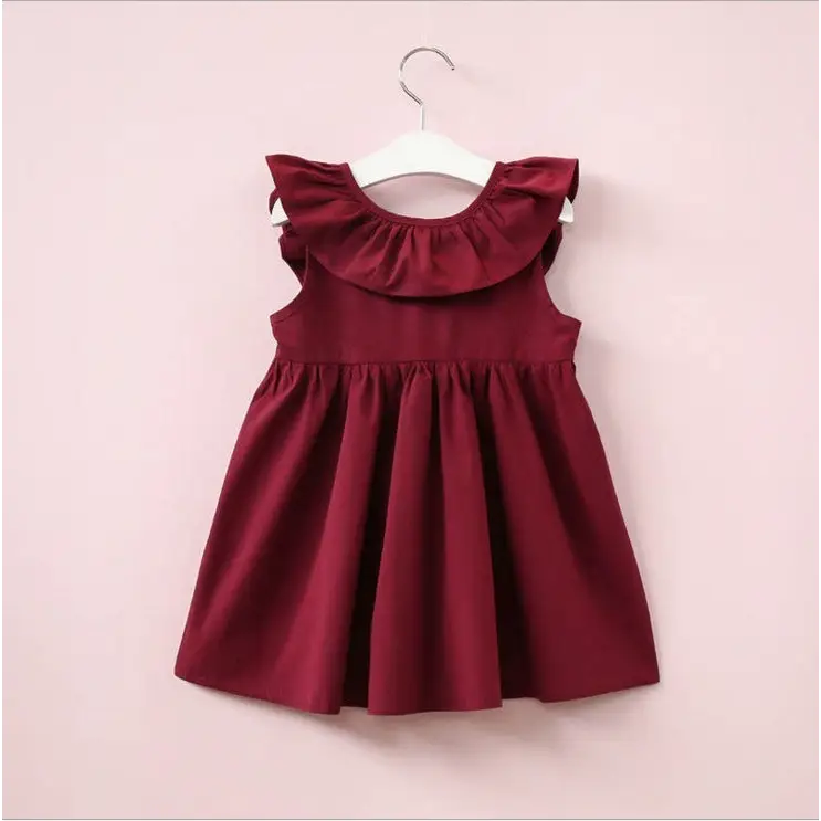 Twirl & Sparkle: Princess Bow Pleated Dress - Wine Red / 90cm