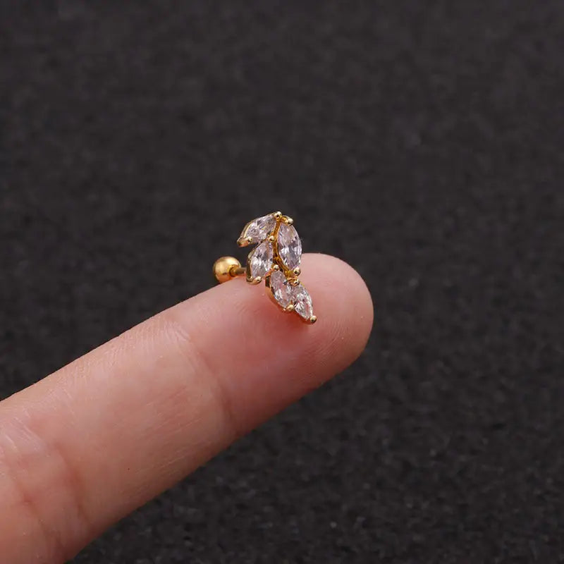 TwistLeaf Stainless Steel Elegant Ear Studs - Gold 2