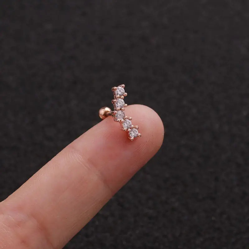 TwistLeaf Stainless Steel Elegant Ear Studs - Rose Gold 4