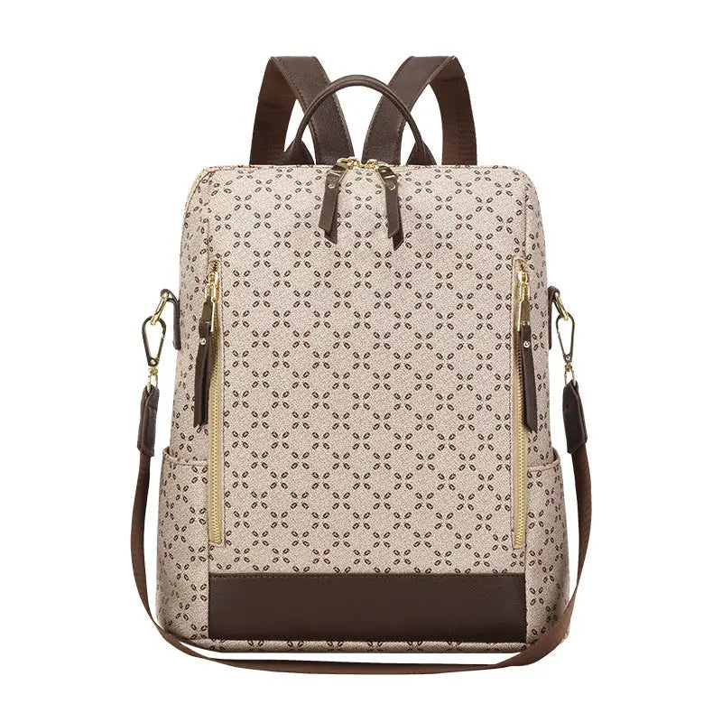 Unisex Waterproof PVC Travel Bag with Floral Print and Embossed Leather