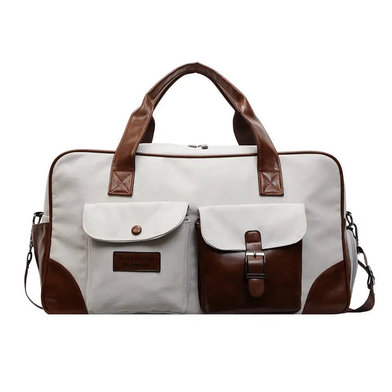 Urban Simplicity Oxford Cloth Travel Bag for Men and Women - Beige