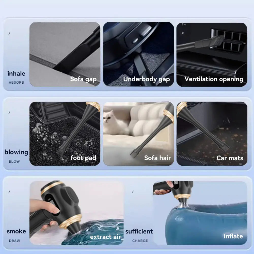 USB Digital Display Dual Use Blower and Suction Device Black